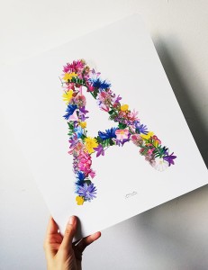 plakat litera A kwiaty polne 30cmx34cm