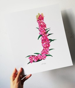 plakat litera J kwiaty polne 30cmx34cm