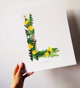 plakat litera L kwiaty polne 30cmx34cm