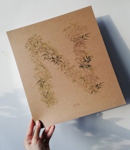 plakat litera N kwiaty polne 30cmx34cm papier brąz