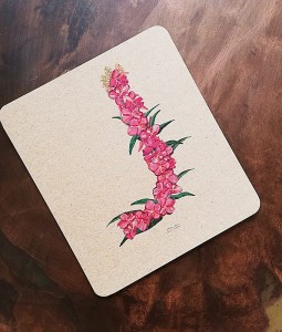 karta dekoracyjna litera J kwiaty polne 15cmx17cm brąz