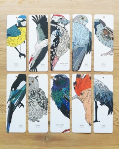 dwustronne zakładki PTAKI komplet biały papier