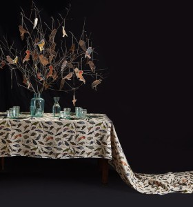 obrus Ptaki 100% len naturalny