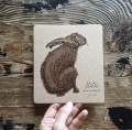 karta dekoracyjna Zając szarak 01 papier brąz LAS I NIEBO