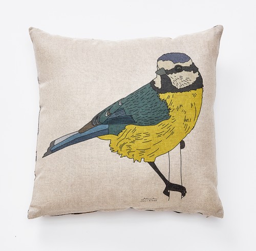 dwustronna poszewka na poduszkę Sikorka 100% len LAS I NIEBO