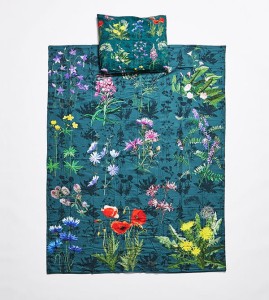 Dwustronna pościel Kwiaty polne 150x200 szmaragd