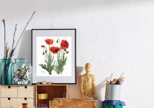 Plakat z rysunkiem Mak polny 30x34 papier ekologiczny