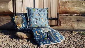 pikowana poszewka na poduszkę 50x50 Ptaki